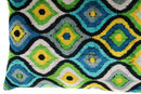 Canvello Yellow Blue Handmade 16x24 Silk Velvet Pillow, Organic Veg Dyed, Down/Feather Filled