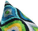 Canvello Yellow Blue Handmade 16x24 Silk Velvet Pillow, Organic Veg Dyed, Down/Feather Filled