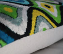 Canvello Yellow Blue Handmade 16x24 Silk Velvet Pillow, Organic Veg Dyed, Down/Feather Filled