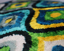 Canvello Yellow Blue Handmade 16x24 Silk Velvet Pillow, Organic Veg Dyed, Down/Feather Filled