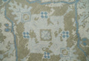 8x10 Hand Knotted Traditional Turkish Blue And Beige Low Pile Area Rug