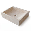Cappuccino Beige Marble Rectangular Vessel Sink - 21.5"x18"x5" - Honed