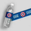 Captain America Birthday Water Bottle Labels