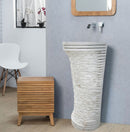 Carrara White Marble Designer Pedestal Stand-Alone Sink (W)16" (L)16" (H)36" bathroom view