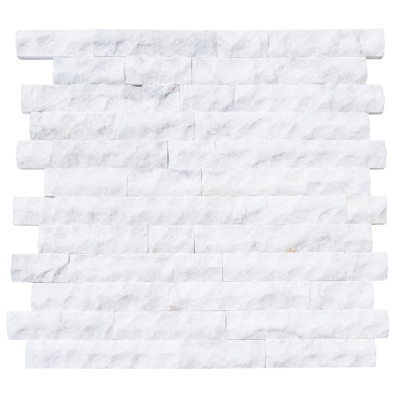 Carrara White 4"xFree Length Split-face Natural Marble Wall Tile - Belair Collection top view