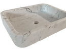 Carrara White Marble Rectangular Wall-mount Bathroom Sink (W)16" (L)24" (H)5" profile view