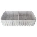 Carrara White Marble Farmhouse Apron Kitchen Double Sink (W)18" (L)36" (H)8" front angle view