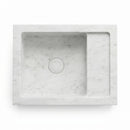 Carrara White Marble Asymmetrical Wall-Mount Block Sink with Right Tray - 18"x14"x5" - Honed