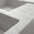 Carrara White Marble Asymmetrical Wall-Mount Block Sink with Right Tray - 18"x14"x5" - Honed