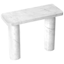 Carrara White Marble Designer Round Legs Console Polished (W)15" (L)40" (H)32" angle view