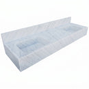 Carrara White Marble Double Basin Fluted Wall-Mount Sink - 72"x21"x8" - Honed