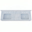 Carrara White Marble Double Basin Fluted Wall-Mount Sink - 72"x21"x8" - Honed