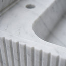 Carrara White Marble Double Basin Fluted Wall-Mount Sink - 72"x21"x8" - Honed