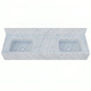 Carrara White Marble Double Basin Fluted Wall-Mount Sink - 72"x21"x8" - Honed