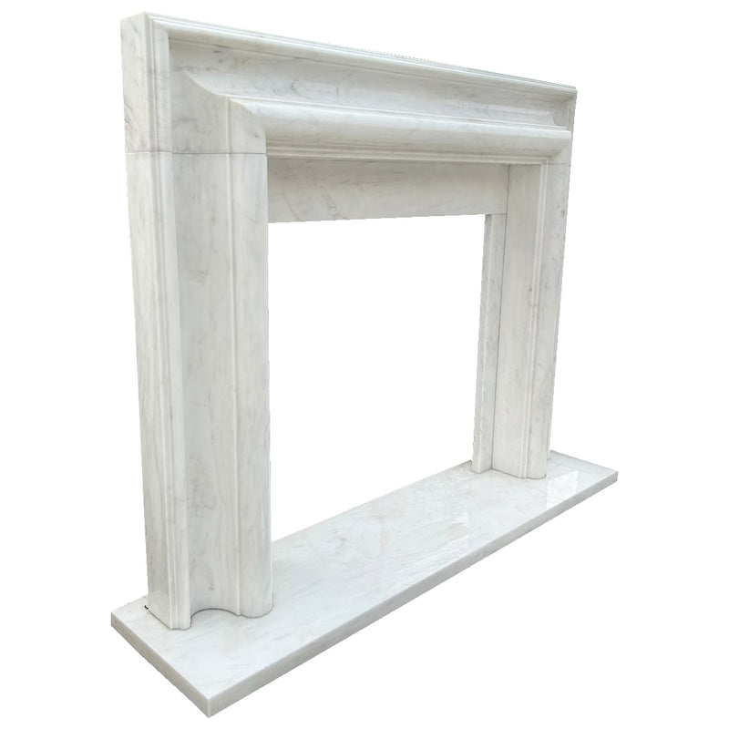 Carrara White Marble Hand-carved Fireplace Mantel Polished (W)14" (L)67" (H)69" angle view