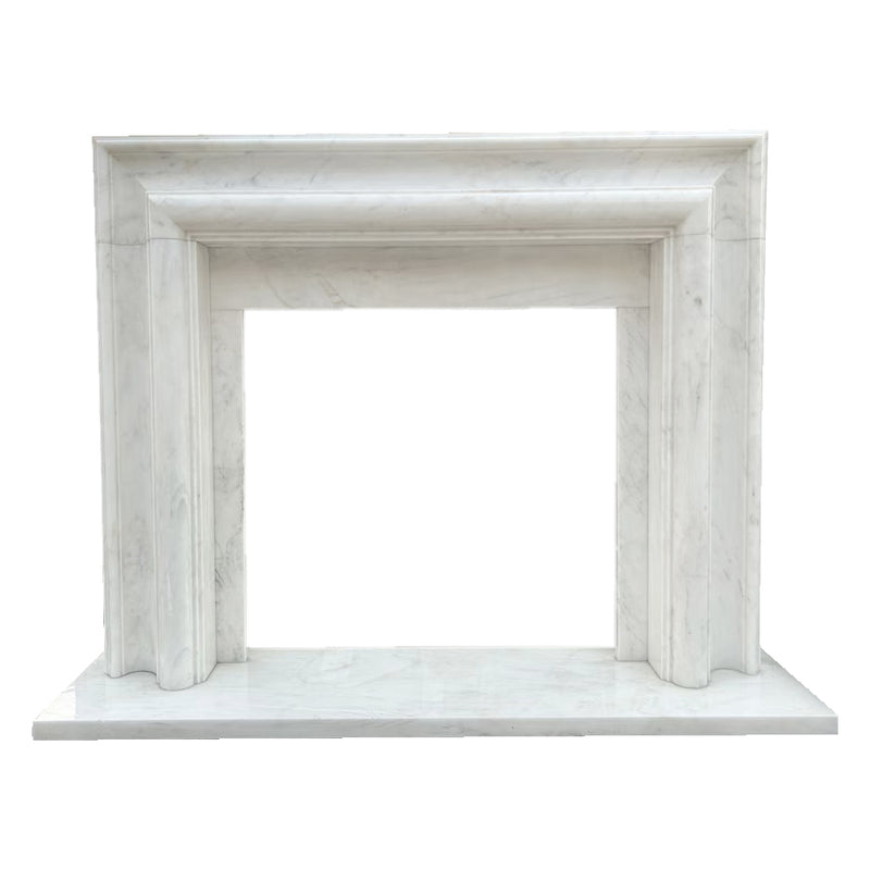 Carrara White Marble Hand-carved Fireplace Mantel Polished (W)14" (L)67" (H)69" front view