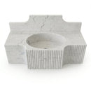 Carrara White Marble Fluted Projecting Wall-Mount Sink with Crested Backsplash - 48"x18"x10" - Honed