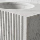 Carrara White Marble Fluted Projecting Wall-Mount Sink with Crested Backsplash - 48"x18"x10" - Honed