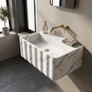 Carrara White Marble Fluted Rectangular Wall Mount Sink - 16"x28"x10" - Honed
