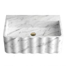 Carrara White Marble Fluted Rectangular Wall Mount Sink - 16"x28"x10" - Honed
