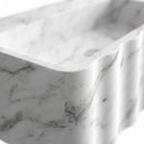 Carrara White Marble Fluted Rectangular Wall Mount Sink - 16"x28"x10" - Honed