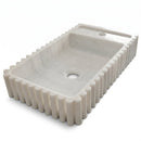 Carrara White Marble Fluted Wall-Mount Sink - 20"x12"x4" - Honed