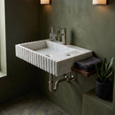 Carrara White Marble Fluted Wall-Mount Sink - 20"x12"x4" - Honed