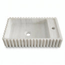 Carrara White Marble Fluted Wall-Mount Sink - 20"x12"x4" - Honed
