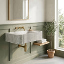 Carrara White Marble Fluted Wall-Mount Sink - 28"x16"x6" - Honed