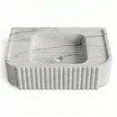 Carrara White Marble Fluted Wall-Mount Sink - 28"x16"x6" - Honed