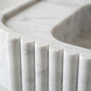 Carrara White Marble Fluted Wall-Mount Sink - 28"x16"x6" - Honed