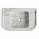 Carrara White Marble Fluted Wall-Mount Sink - 28"x16"x6" - Honed