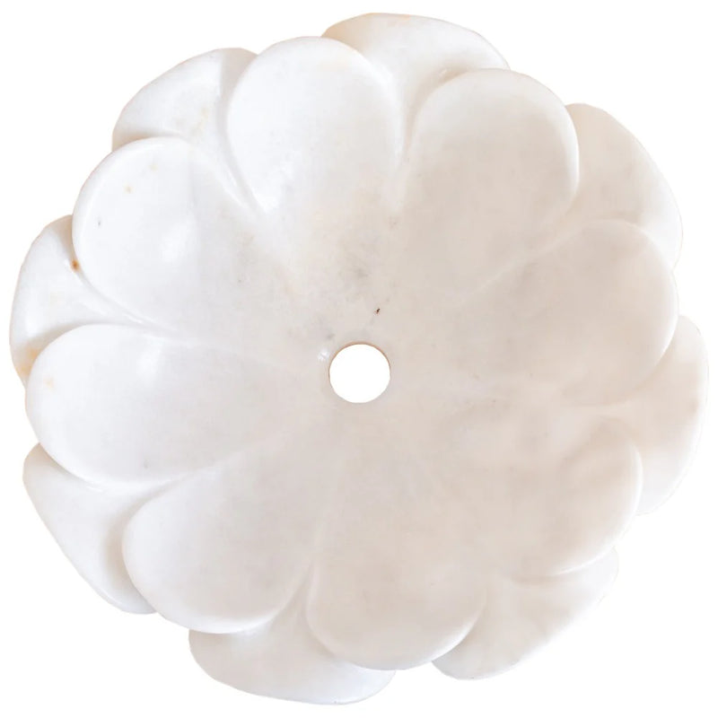 Carrara White Marble Flower Shape Above Vanity Bathroom Sink Polished (D)17" (H)6" top view