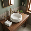 Carrara White Marble Ornate Round Vessel Sink - 17"x17"x6" - Honed
