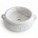 Carrara White Marble Ornate Round Vessel Sink - 17"x17"x6" - Honed
