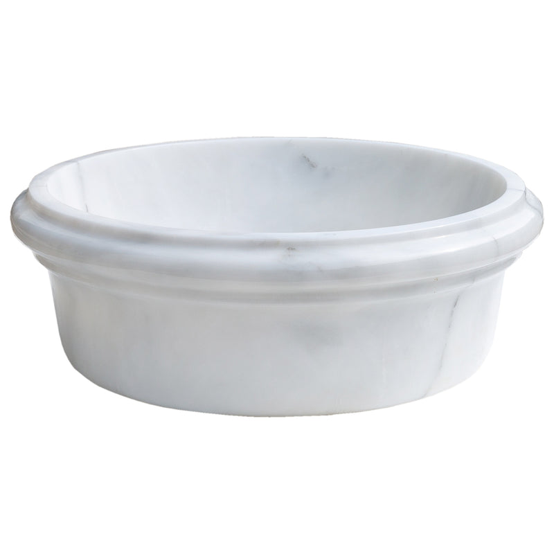 carrara white marble round over counter vessel sink YEDSIM11 D17 H6 side view