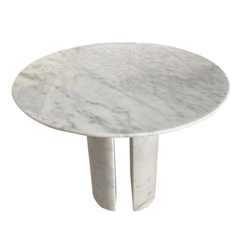 Carrara White Marble End/Side Table with Marble Legs Polished (D)14" (H)22"