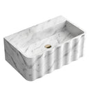 Carrara White Marble Wall-mount Bathroom Sink Fluted Front (W)16" (L)28" (H)10" honed angle view
