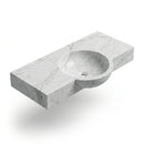 Carrara White Marble Wall-Mount Half-Moon Vessel Sink - 36"x16"x5" - Honed