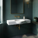 Carrara White Marble Wall-Mount Half-Moon Vessel Sink - 36"x16"x5" - Honed