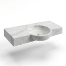 Carrara White Marble Wall-Mount Half-Moon Vessel Sink - 36"x16"x5" - Honed