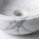 Carrara White Marble Wall-Mount Half-Moon Vessel Sink - 36"x16"x5" - Honed
