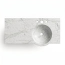 Carrara White Marble Wall-Mount Half-Moon Vessel Sink - 36"x16"x5" - Honed
