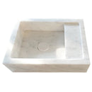 Carrara White Marble Wall-mount Bathroom Sink (W)14" (W)18" (H)5" top angle view