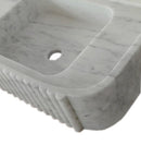 Carrara White Marble Wall-mount Bathroom Vanity Sink Fluted (W)16" (L)28" (H)6" pro