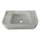 Carrara White Marble Wall-mount Bathroom Vanity Sink Fluted (W)16" (L)28" (H)6" top view