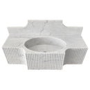 Carrara White Marble Wall-mount Bathroom Sink with 10" Backsplash (W)18" (L)48" (H)10" front view