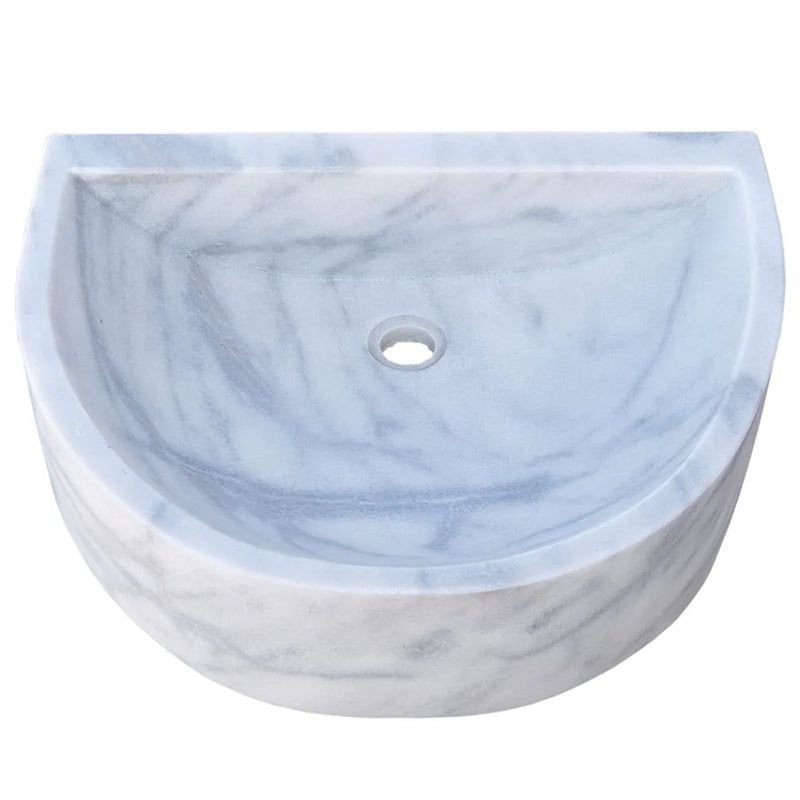 Natural Stone Carrara White Marble Wall-Mount Bathroom Marble Sink (W)24" (L)20" (H)6" product shot