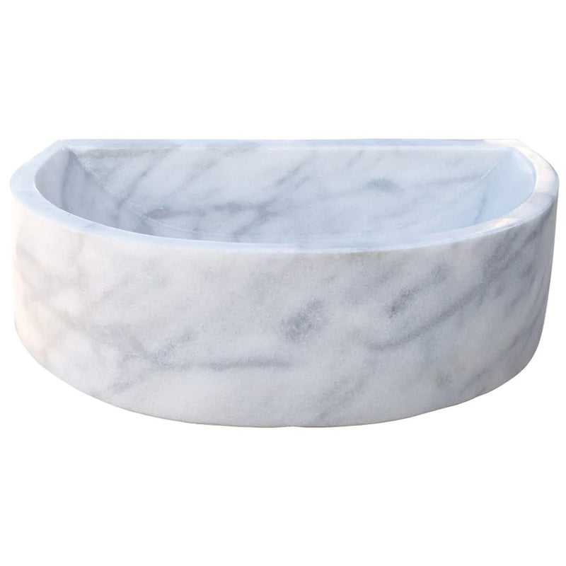 Natural Stone Carrara White Marble Wall-Mount Bathroom Marble Sink (W)24" (L)20" (H)6" product shot