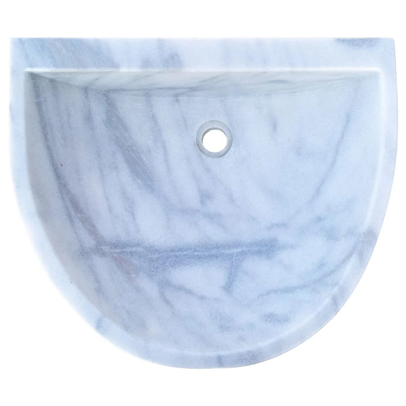 Natural Stone Carrara White Marble Wall-Mount Bathroom Marble Sink (W)24" (L)20" (H)6" top view product shot